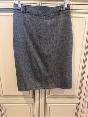 Ann Taylor Gray Pencil Skirt with Waist Buckle